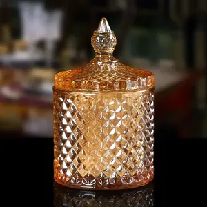 卸売良質カラフルガラスカップキャンドルジャーホルダー、ハンドル付き蓋、キャンディ収納可能 - Product Image 2