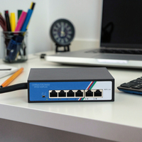 Switch PoE de 4 Puertos y 100 Mbps con Capacidad de 1 GBPS, 2 Puertos de Enlace Ascendente, Plug and Play, Eficiente Energéticamente para Cámaras IP, Redes de Oficina en Casa