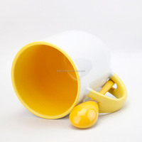 Mug en céramique à sublimation, intérieur coloré, avec poignée et cuillère, imprimable pour transfert thermique, impression DIY, vente en gros Topjlh