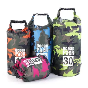 Groothandel Outdoor Camouflage Oceaan Pack 5L 10L 20L 30L Pvc Oceaan Pack Waterdichte Dry Bag Voor Drijvende Varen Vissen Zwemmen