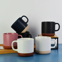 Mug à café en céramique stoneware bicolore moucheté de haute qualité avec logo personnalisé imprimé, 400 ml, cadeaux d'affaires, compatible lave-vaisselle et micro-ondes