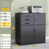 Meuble de rangement latéral de bureau en métal avec porte coulissante, armoire basse avec serrure pour archivage de documents, design tendance