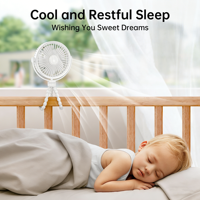 Ventilateur portable pour poussette, fonctionnant sur USB ou batterie rechargeable, avec 3 vitesses et rotation à 360° ° Siège auto de voyage rotatif et rafraîchissant pour bébé