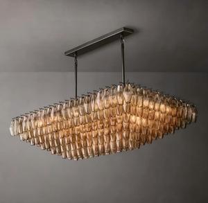 <span class=keywords><strong>Lustre</strong></span> rectangulaire à étages en verre transparent, design <span class=keywords><strong>de</strong></span> luxe, en acier, réglable en hauteur, <span class=keywords><strong>pour</strong></span> salle à manger <span class=keywords><strong>de</strong></span> villa américaine, 54 pouces, 74 pouces - Product Image 4
