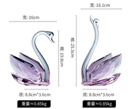Ornements créatifs en verre cristal rose, paire de cygnes, cadeau de mariage, cadeau de pendaison de crémaillère, décoration de salon, décorations semi-artisanales