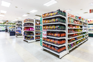 Rak Supermarket logam satu sisi putih tugas berat, rak pajangan ritel satu sisi gaya elegan dapat disesuaikan - Product Image 5