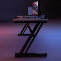 Precio al por mayor de alta calidad Cool RGB Light Gaming Desk Z Shaped Large Black Computer Desk Home Office Gaming Table para PC
