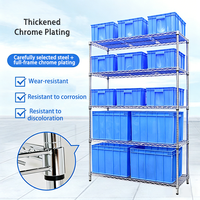 Étagère de stockage robuste pour entrepôt, 6 niveaux, en fil chromé, capacité de charge 250 kg, étagère métallique multi-niveaux pour pièces d'usine et magasin