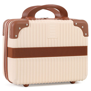 Mini <b>Suitcase</b> 14-Inch Lightweight Travel Case For Women Makeup Storage Bag Solid Color ABSPC Material Zipper Closure - Product Image 2