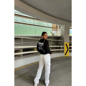 Sudadera con Capucha Negra para Mujer, con Estampado de Dibujos Animados y Letras en la Espalda, Diseño con Cierre, Estilo Invernal - Product Image 1