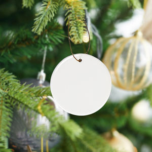 Entrepôt américain Livraison gratuite Forme ronde Décoration d'arbre <span class=keywords><strong>de</strong></span> Noël <span class=keywords><strong>de</strong></span> 3 pouces Plaques d'ornements en céramique vierges à sublimation suspendue - Product Image 5