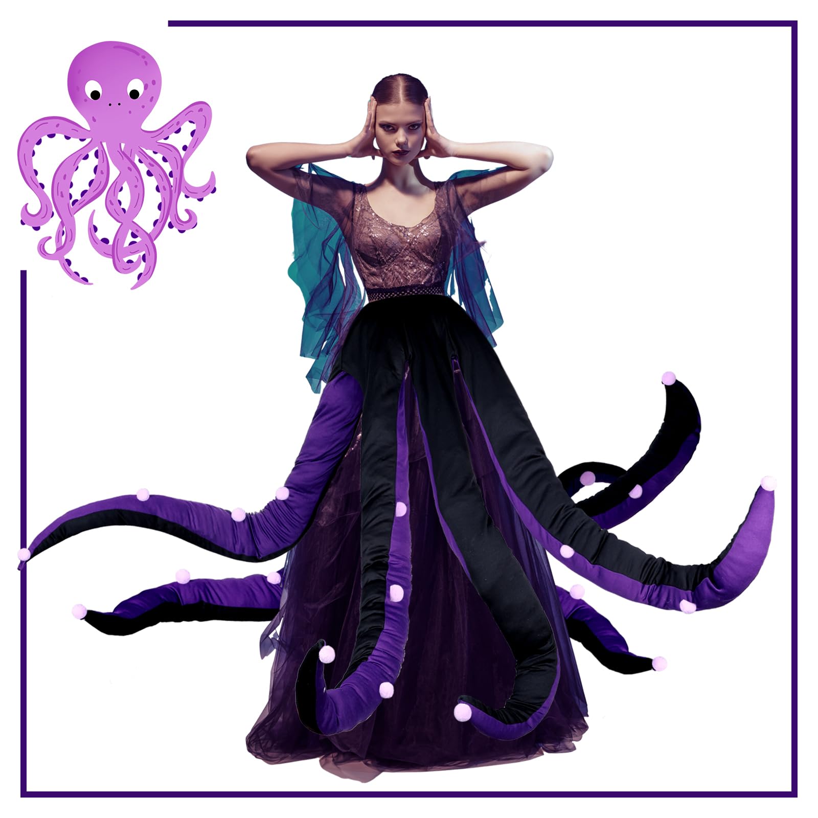 purple octopus dress Mullido Organic Sleeveless Tiered Dress- Octopus, Purple 7-8Y (122/128)