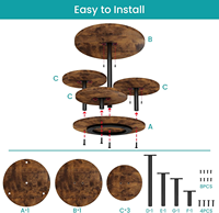 Support à gâteau en bois à 3 niveaux, ensemble vintage de luxe en bois pour événements, supports à gâteau en bois blanc