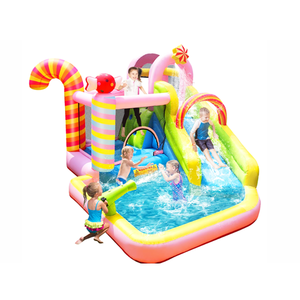 Wholesale Candy Crutch <b>Trampoline</b> Inflatable Oxford Castle Water Slide Bouncy, With Water Slide Kids Party Home Use Inflatable O - Product Image 1