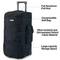 Sac de voyage à roulettes grande capacité, luxe moderne, pliable, en tissu Oxford souple, avec 2 roues pivotantes, sac de voyage à roulettes