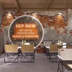 Papier peint en tissu sans couture à motif brique vieilli style industriel, sur mesure pour restaurants sur le thème du camping et restaurants de fondue - Product Image 2