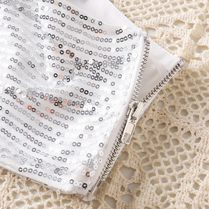 Set di Abbigliamento per Neonata, Top Corto con Paillettes Rosse e <span class=keywords><strong>Pantaloncini</strong></span>, 2 Pezzi, Set Carino Bianco per <span class=keywords><strong>Bambina</strong></span> - Product Image 6