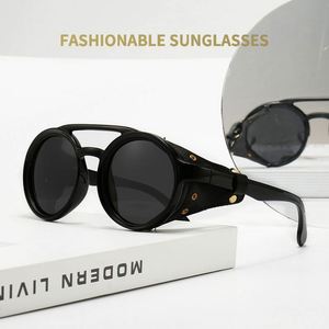 Gafas de Sol Redondas Polarizadas Estilo Steampunk con Protección Lateral de Cuero para Hombre, Diseño Vintage con Logotipo Personalizado, Polarizadas UV400 - Product Image 6