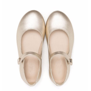 Zapatos planos sin cordones de diseño personalizado para niños, zapatos de piel dorada para niña, Mary Jane - Product Image 3