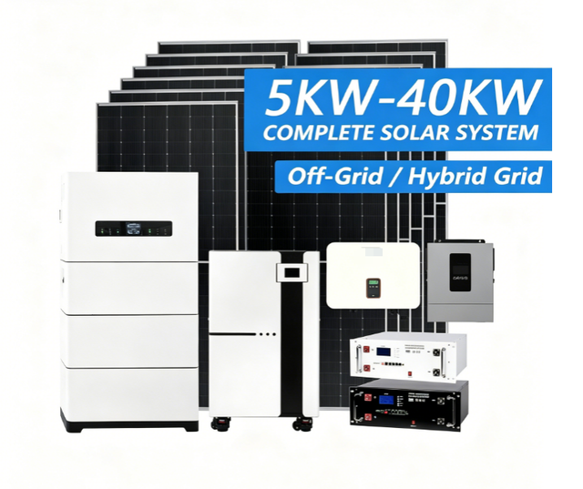Complete 20kw Hybrid Off Grid System Solar Kit 25kw 15kw 10kw 8kw 5kw Residential Commercial Solar Energy System Set Power Panel