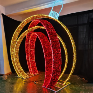 Grande luge de Noël 3D extérieure <span class=keywords><strong>avec</strong></span> <span class=keywords><strong>rennes</strong></span> et lumières LED pour la décoration de rue, éclairage de Noël - Product Image 5