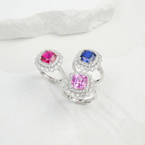 High Quality <b>Cushion</b> Cut Lab Created Blue Sapphire Double Halo <b>Ring</b> 925 Silver <b>Wedding</b> Band Affordable Luxury for Bridal K - Product Image 5
