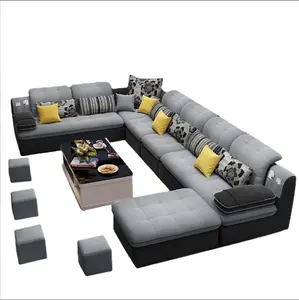 现代简约客厅沙发全套家具6件套柔软舒适