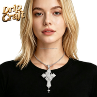 Pendentif de prière style hip-hop, plaqué cuivre, en or véritable, serti de zircon de qualité 5A et entièrement orné de diamants, style hip-hop unisexe.