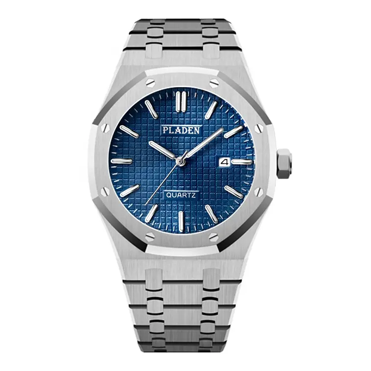24 Hours Fast Shipping Luxury Brand Business Stainless Steel Waterproof Silver Watches Men