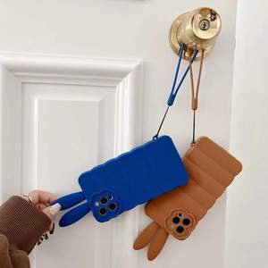 高品質高級3Dうさぎ耳付きiPhone13 Pro Max用スマホケース、フラワーデザイン耐衝撃スマホケース - Product Image 6