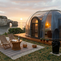Dôme géodésique moderne quatre saisons, imperméable et résistant aux UV, pour glamping extérieur, type igloo, avec salle de bain intégrée, idéal pour les hôtels