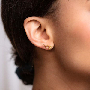 G2882 all'ingrosso Aretes Flores Vintage 12 mesi floreale nascita di compleanno fiore <span class=keywords><strong>orecchini</strong></span> a bottone per le donne gioielli di moda <span class=keywords><strong>orecchini</strong></span> - Product Image 4
