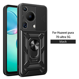 Protecteur d'objectif coulissant étuis de téléphone portable pour Huawei Pura 70 Ultra 70 <span class=keywords><strong>Pro</strong></span> Plus 70 5G TPU antichoc anneau de couverture de caméra béquille - Product Image 1