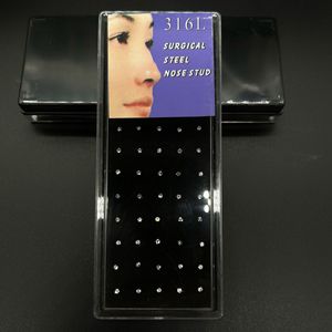 Caja de 60 Piezas de Anillos de Nariz de Acero Inoxidable de 1.8mm con Diamantes de Titanio, Joyería para Perforaciones Corporales - Product Image 2