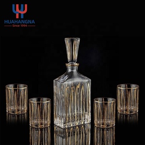 Decantador de whisky cuadrado con grabado personalizado, sin plomo, dorado, clásico, 5 piezas, sin plomo - Product Image 4