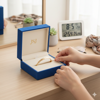 Boîte à bijoux de luxe en or champagne avec fermeture magnétique, emballage rigide en papier texturé de qualité supérieure pour collier et ensemble