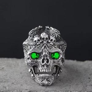 Exaggerated and Bold Skull <strong>Ring</strong>, <strong>Adjustable</strong> Men's Open-ended Titanium Silver <strong>Ring</strong>, Trendy and Stylish Men's <strong>Ring</strong> Gift - Product Image 5