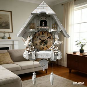 European Style Cuckoo <b>Wall</b> <b>Clock</b> Analog Battery Powered Silent Living Room <b>Decorative</b> <b>Clock</b> House Shape Creative Home <b>Decoration</b> - Product Image 1