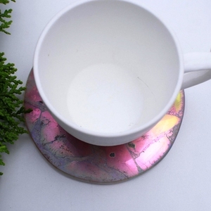 Colourful <b>Agate</b> Stone <b>Coaster</b> Slice 4 Inch Pink Handmade Home Decor From India - Product Image 3