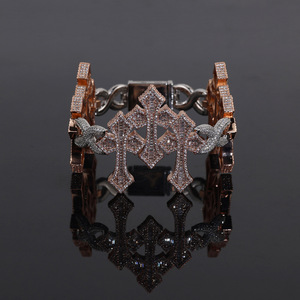 <span class=keywords><strong>Bracelets</strong></span> pour hommes en <span class=keywords><strong>moissanite</strong></span> Bracelet VVS avec croix en diamant Testeur de collier Chaîne à maillons cubains Testeur de diamant Bracelet VVS - Product Image 1