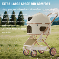 Poussette pour animaux de compagnie 2 en 1, porte-animaux détachable, pliable, cadre en aluminium, maille respirante, chariot pour animaux de compagnie pour chiens et chats de petite et moyenne taille