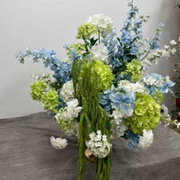 Boule de fleurs artificielles LUYI, 50 cm, 60 cm, bleu-vert mélangé, pour centre de table de mariage ou d'autel, vente chaude