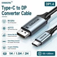 SAMZHE Adaptateur USB-C vers DP1.4 Thunderbolt 4/5 8K60Hz, convertisseur 2K360Hz pour écran d'iPhone 16/17, iPad, ordinateur portable, PC, moniteur