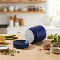 Pot de stockage en plastique bleu mat en gros, 120 ml, 150 ml, à large ouverture, avec couvercle sécurité enfant, vide, pour herbes, poudres et cosmétiques