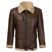 Vestes de pilote d'hiver pour hommes de conception personnalisée OEM Vêtements chauds rembourrés en polyester Blouson d'aviateur épaississant de grande taille pour hommes Veste en cuir PU