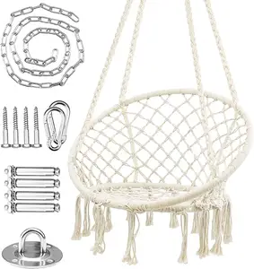 BODI Hot Selling Round Cotton Rope Boho Swings Macrame Outdoor or Indoor Hanging Chair