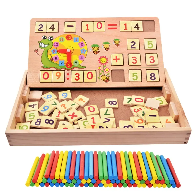 Kotak Peralatan Belajar Digital Kayu Montessori, Mainan Pencerahan Alat Bantu Mengajar Matematika Anak-anak Prasekolah Desain Baru
