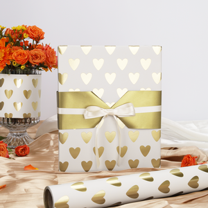 Hot <b>Glossy</b> Coated <b>Paper</b> Metallic Shiny Heart Coated <b>Paper</b> Double-sided Gift Wrapping <b>Paper</b> Roll For Party Decoration - Product Image 1