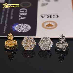 Boucles <span class=keywords><strong>d</strong></span>'Oreilles Clous Moissanite VVS en <span class=keywords><strong>Argent</strong></span> 925, 13mm, Serties Glacées, Dos Vissé, Rondes, Style Hip Hop, Expédition depuis Entrepôt USA - Product Image 6