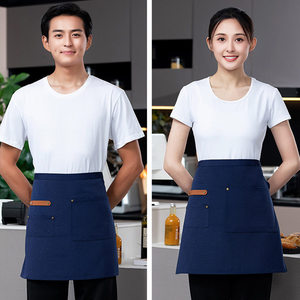 Half Length Chef Apron One Size Denim Black For Restaurant Bar Uniforms - Product Image 3